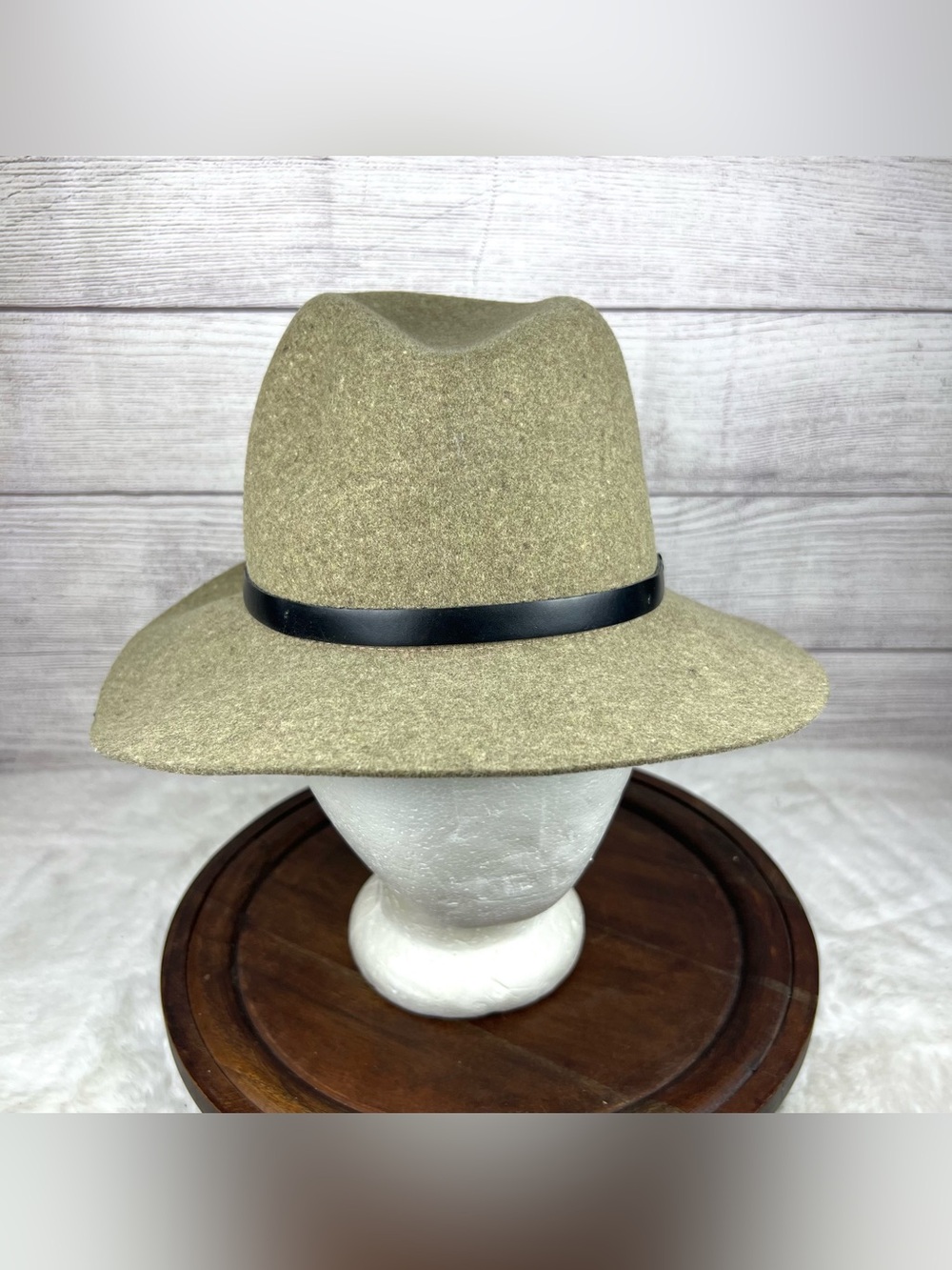 Rag & Bone Womenโs Taupe Brown Wool Leather Band Fedora Hat Size M Outdoor